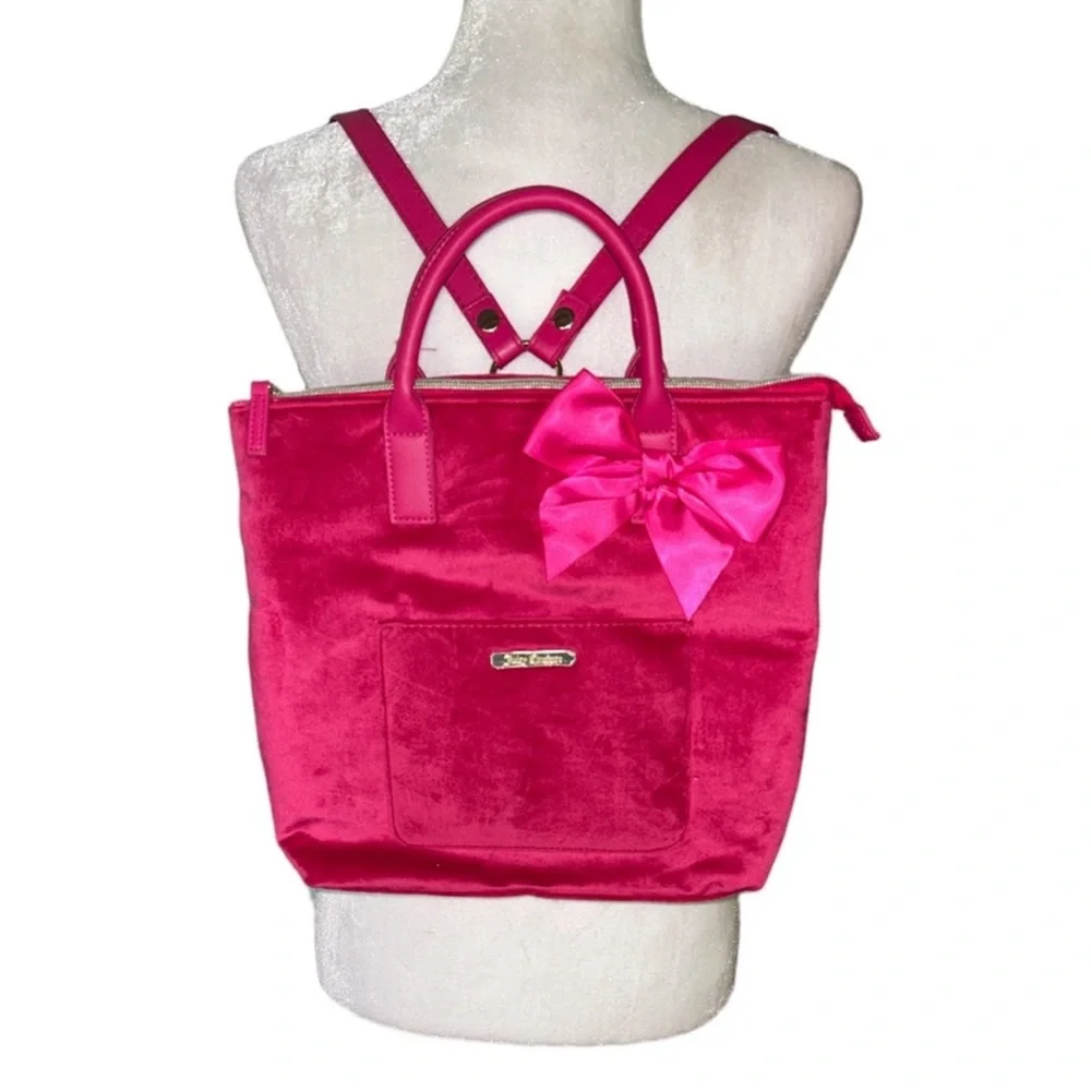 Juicy Couture Pink Bow Backpack Tote Convertible Y2K Bag NWOT - Picture 10 of 12